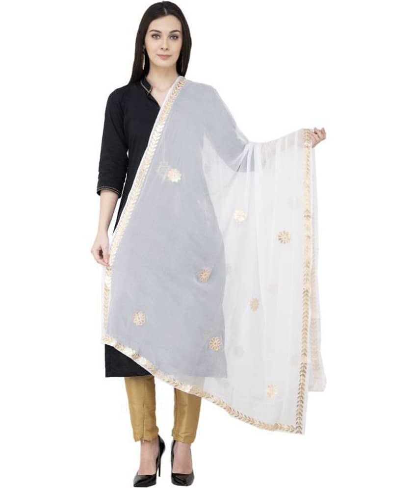 A R Silk White Chiffon Hand Embroidered Dupatta - Single - Dupattas & Shawls | Buy online on ZillyBuy