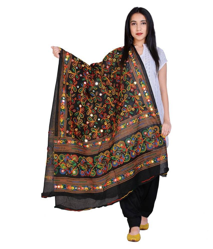 Apratim Black Cotton Dupatta - Single     			Apratim Black Cotton Dupatta - Single