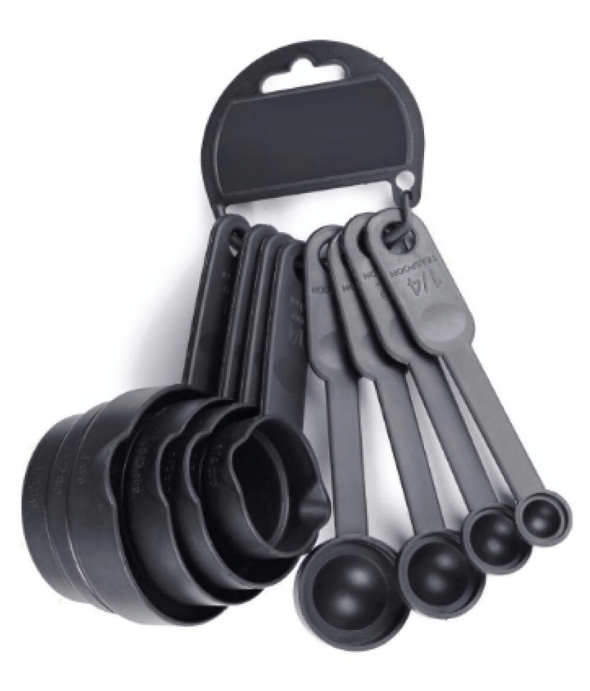     			Blooms Mall 8 pcs Measuring Cup and Spoon Set (Black )