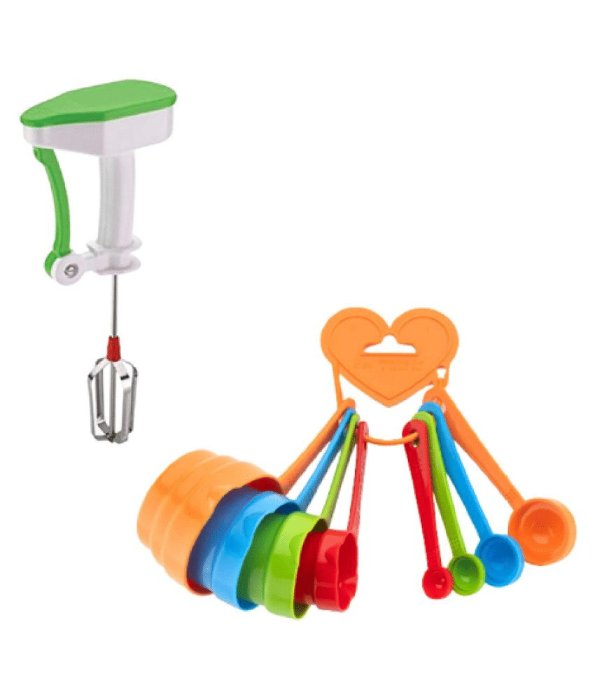    			Blooms Mall  Power Free Non-Electric Hand Blender +8 Pcs (Multi color ) Measuring Cups and Spoon Set for Kitchen