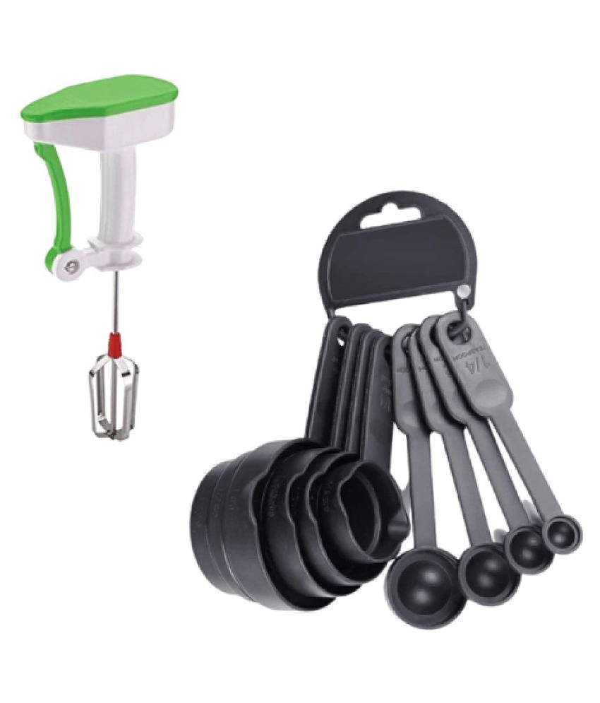     			Blooms Mall  Power Free Non-Electric Hand Blender +8 PcsMeasuring Cups and Spoon Set for Kitchen