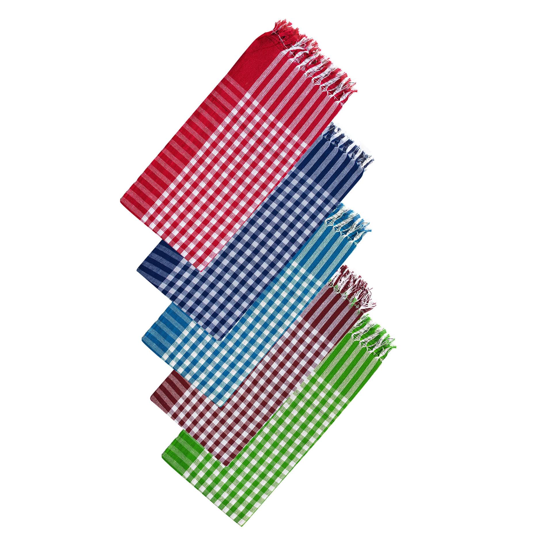     			Feather Green - Multicolor Cotton Checks Bath Towel (Pack of 5)