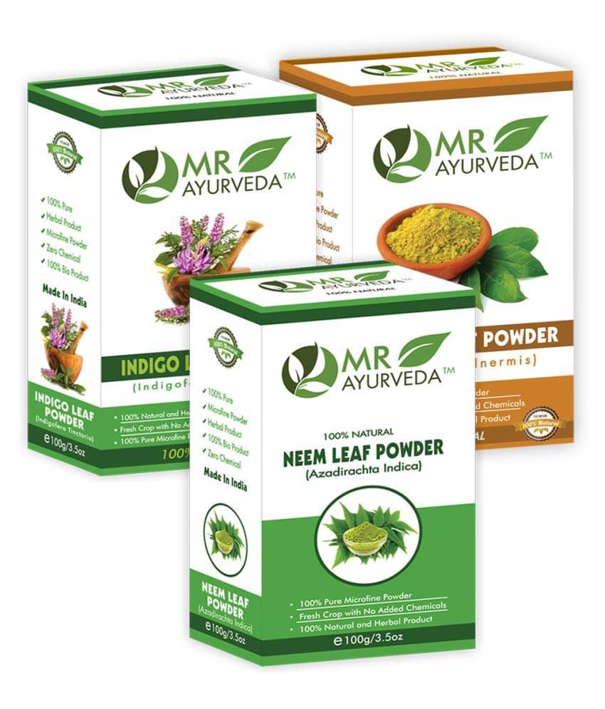 MR Ayurveda 100% Herbal Neem Powder, Indigo & Henna Powder Hair Scalp Treatment 300 g Pack of 3     			MR Ayurveda 100% Herbal Neem Powder, Indigo & Henna Powder Hair Scalp Treatment 300 g Pack of 3