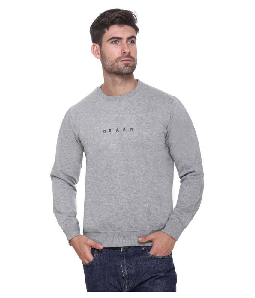 OBAAN Cotton Blend Men's Sweatshirt - Grey ( Pack of 1 )     			OBAAN Cotton Blend Men's Sweatshirt - Grey ( Pack of 1 )