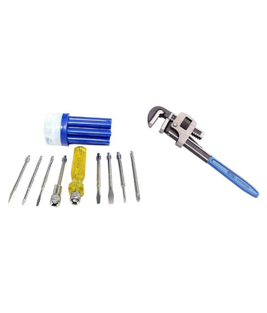     			PYE Set of 2 Hand Tool (Pipe Wrench 300mm(912)/8 pc Screw driver Kit(595)
