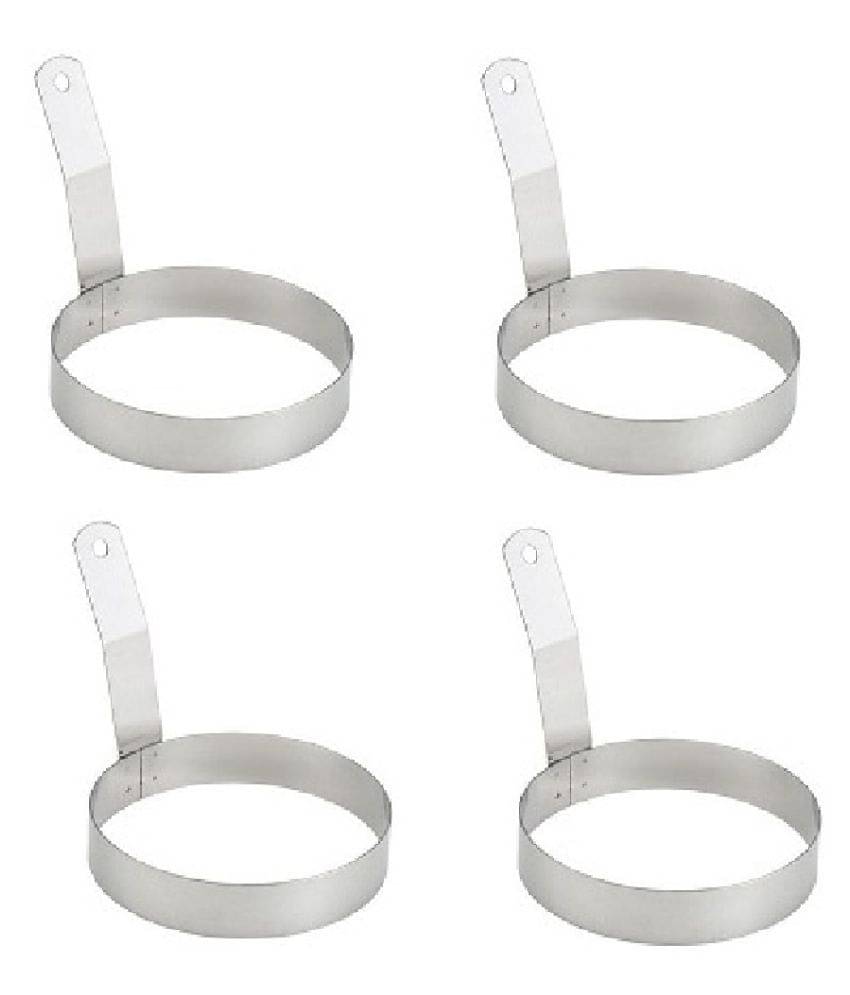 Stainless Steel Set of 4 Round Egg Ring with Handle small- 3' inch Stainless Steel Set of 4 Round Egg Ring with Handle small- 3' inch