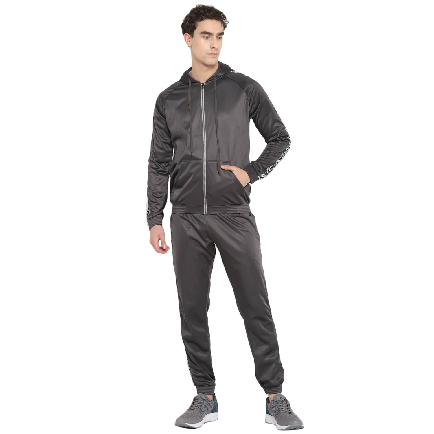 YUUKI - Dark Grey Polyester Regular Fit Solid Men's Sports Tracksuit ( Pack of 1 ) YUUKI - Dark Grey Polyester Regular Fit Solid Men's Sports Tracksuit ( Pack of 1 )