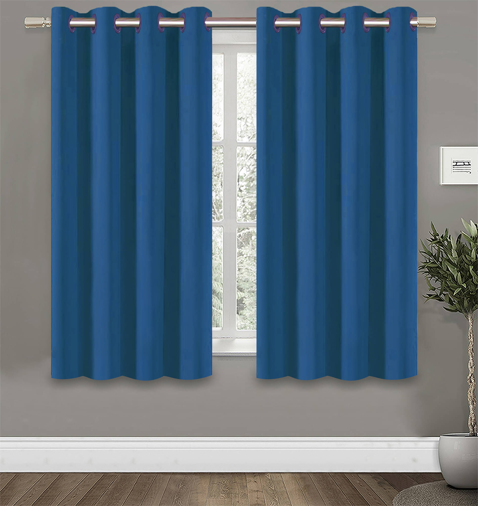 Home Candy Set of 2 Window Blackout Room Darkening Eyelet Polyester Blue Curtains ( 152 x 114 cm ) Home Candy Set of 2 Window Blackout Room Darkening Eyelet Polyester Blue Curtains ( 152 x 114 cm )