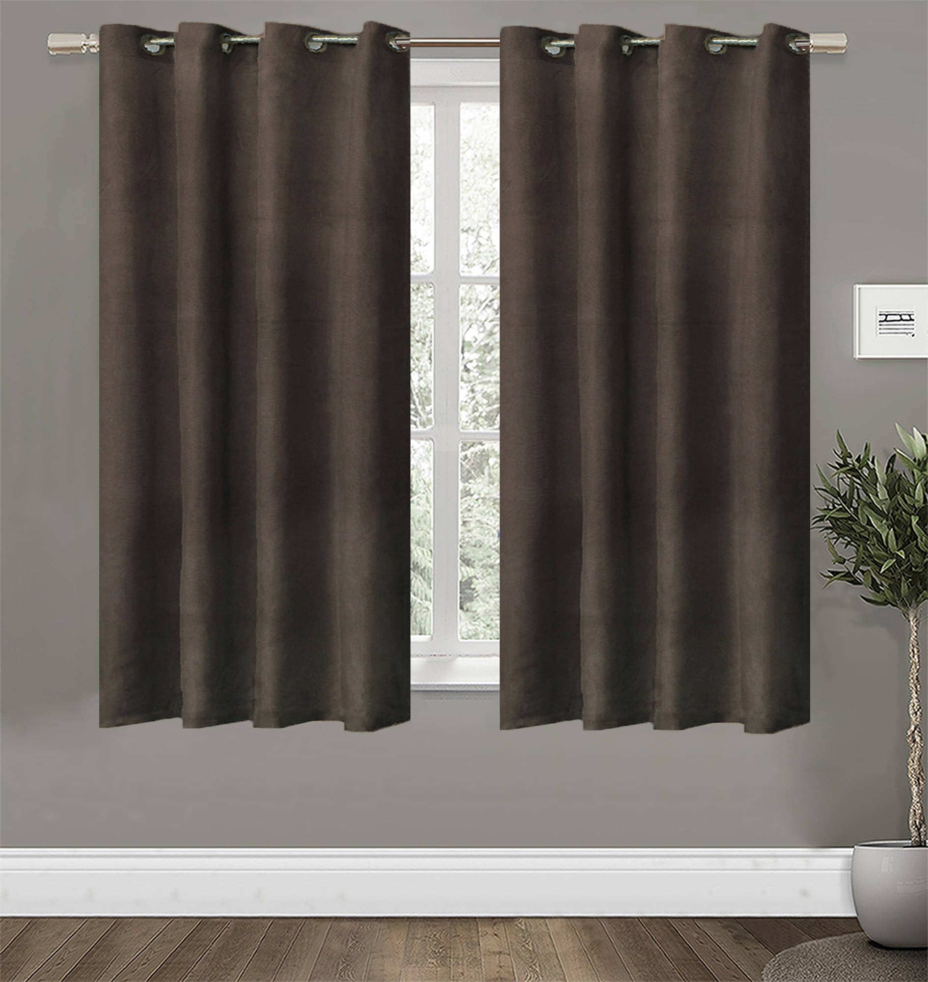     			Home Candy Set of 2 Window Blackout Room Darkening Eyelet Polyester Brown Curtains ( 152 x 114 cm )