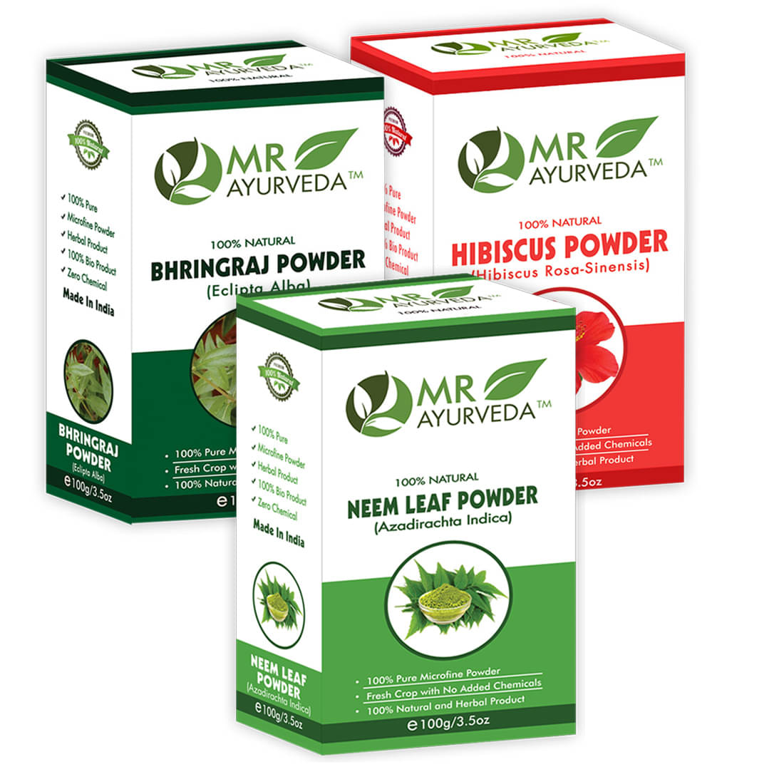 MR Ayurveda Bhringraj, Hibiscus & Neem Powder Hair Scalp Treatment 300 g Pack of 3 MR Ayurveda Bhringraj, Hibiscus & Neem Powder Hair Scalp Treatment 300 g Pack of 3