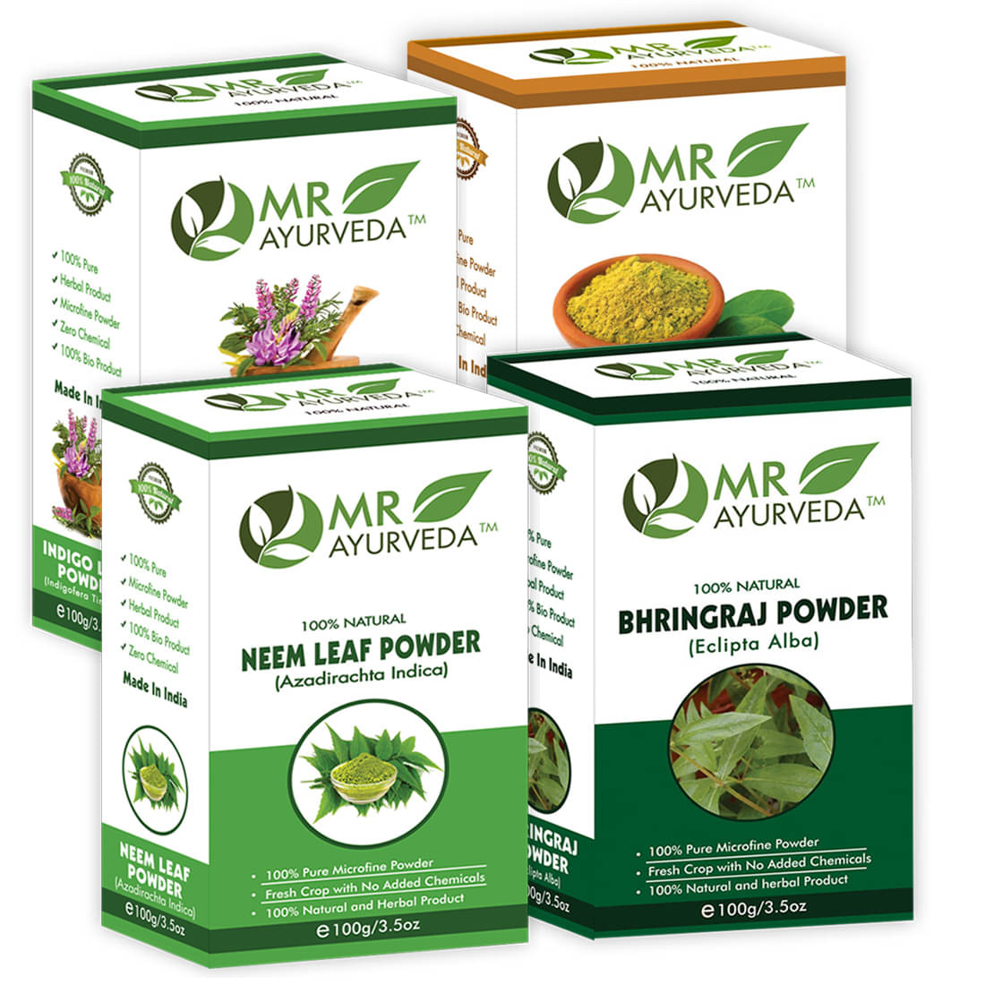 MR Ayurveda Neem, Bhringraj, Indigo and Henna Powder Hair Scalp Treatment 400 g Pack of 4 MR Ayurveda Neem, Bhringraj, Indigo and Henna Powder Hair Scalp Treatment 400 g Pack of 4