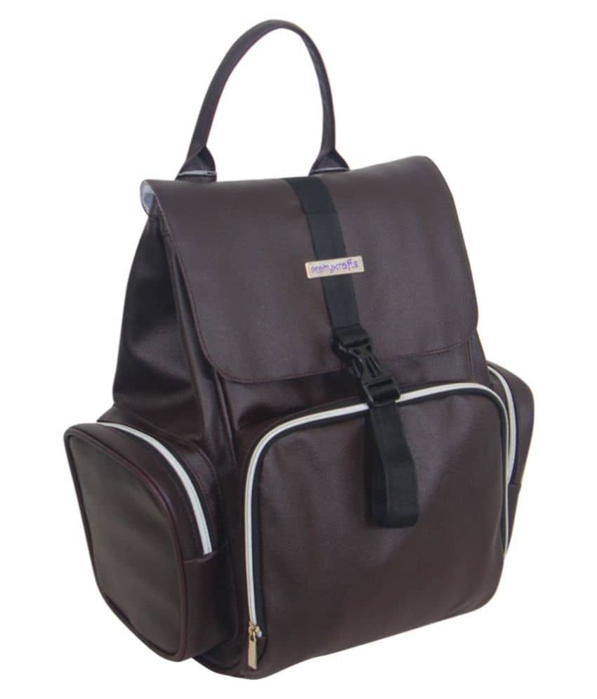 PrettyKrafts Brown Faux Leather Diaper Bag ( 40 cm - Handbags | Buy online on ZillyBuy