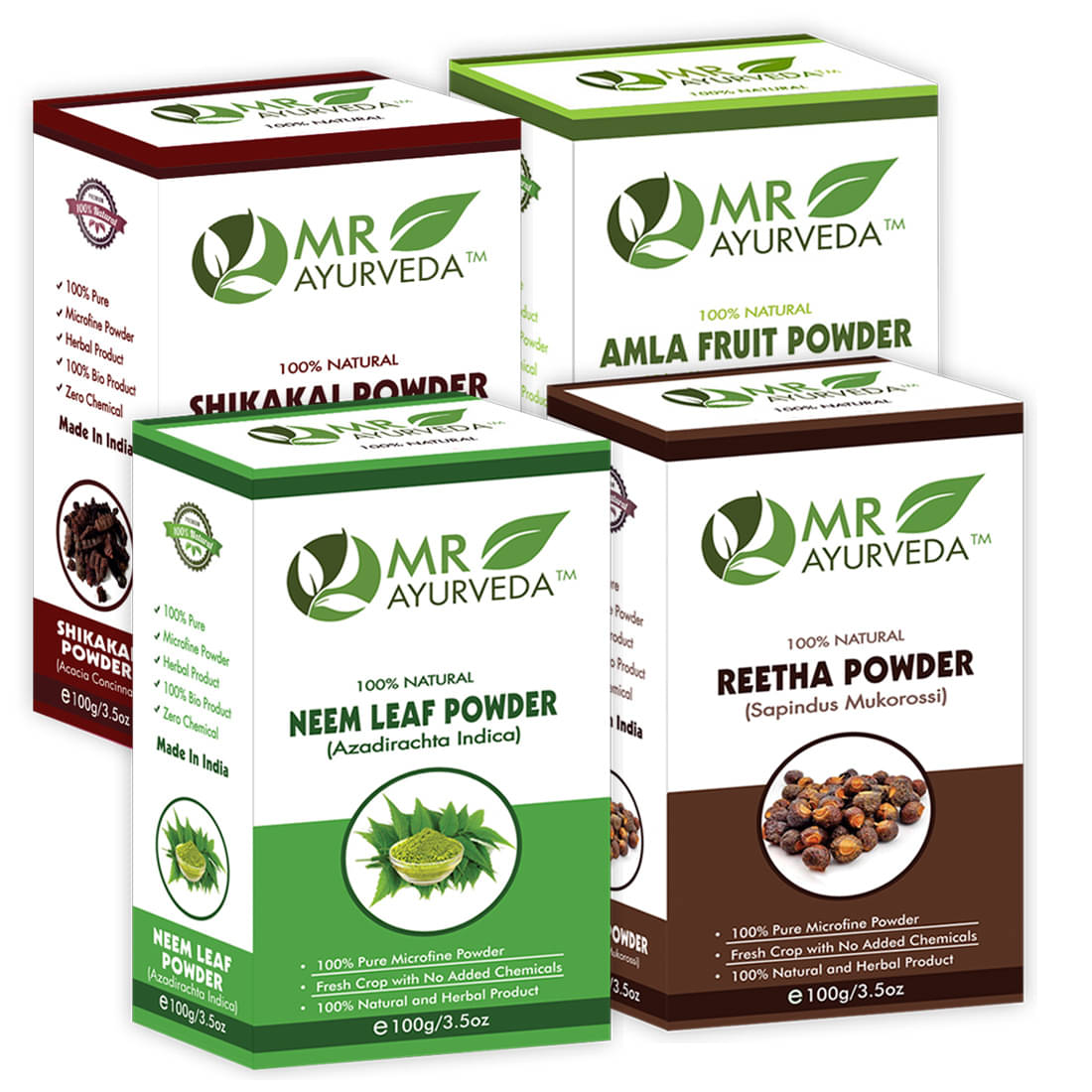 MR Ayurveda Shikakai, Amla, Neem & Reetha Powder Hair Scalp Treatment 400 g Pack of 4 MR Ayurveda Shikakai, Amla, Neem & Reetha Powder Hair Scalp Treatment 400 g Pack of 4