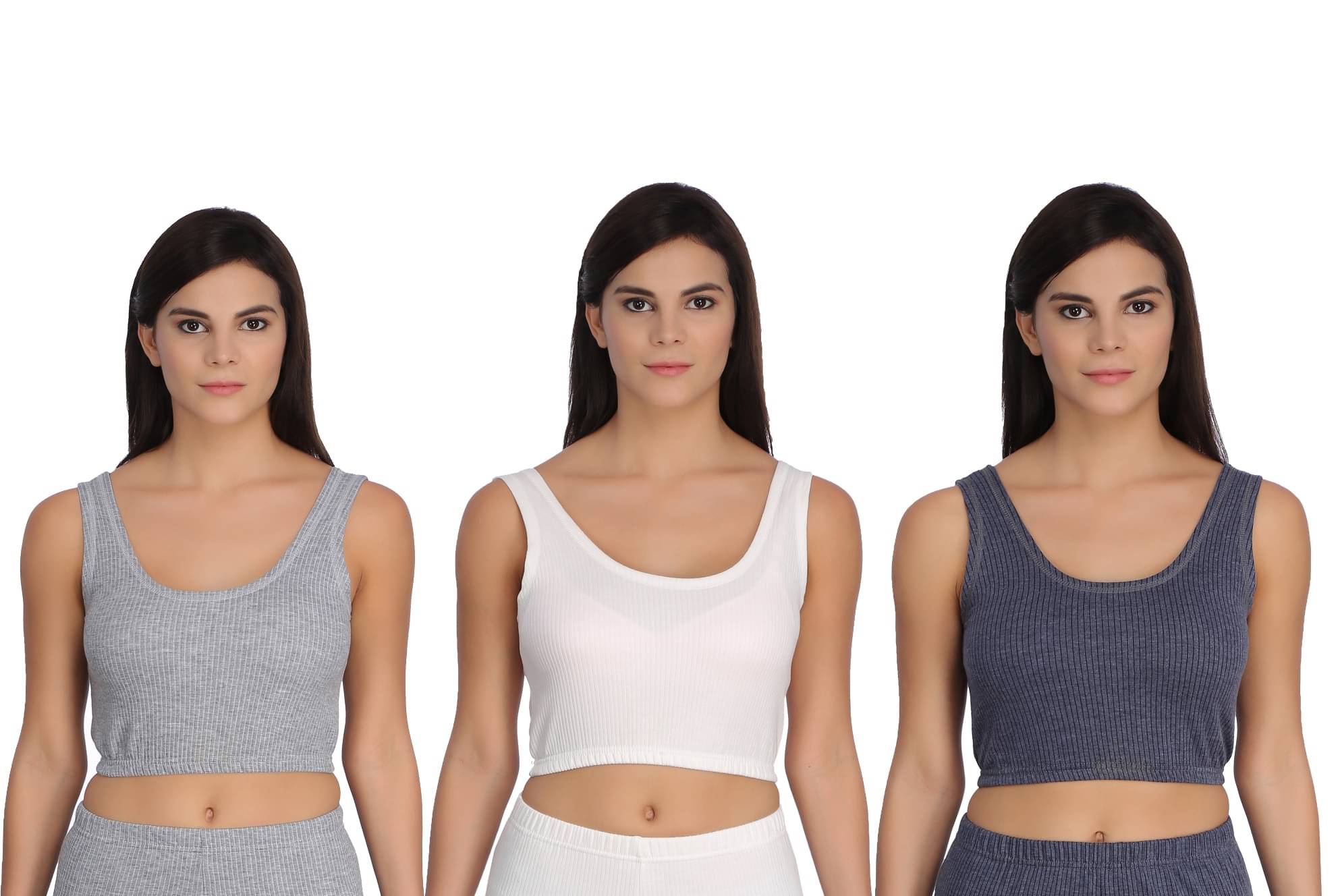 Selfcare Cotton Blend Topwear - Blue Pack of 3 Selfcare Cotton Blend Topwear - Blue Pack of 3