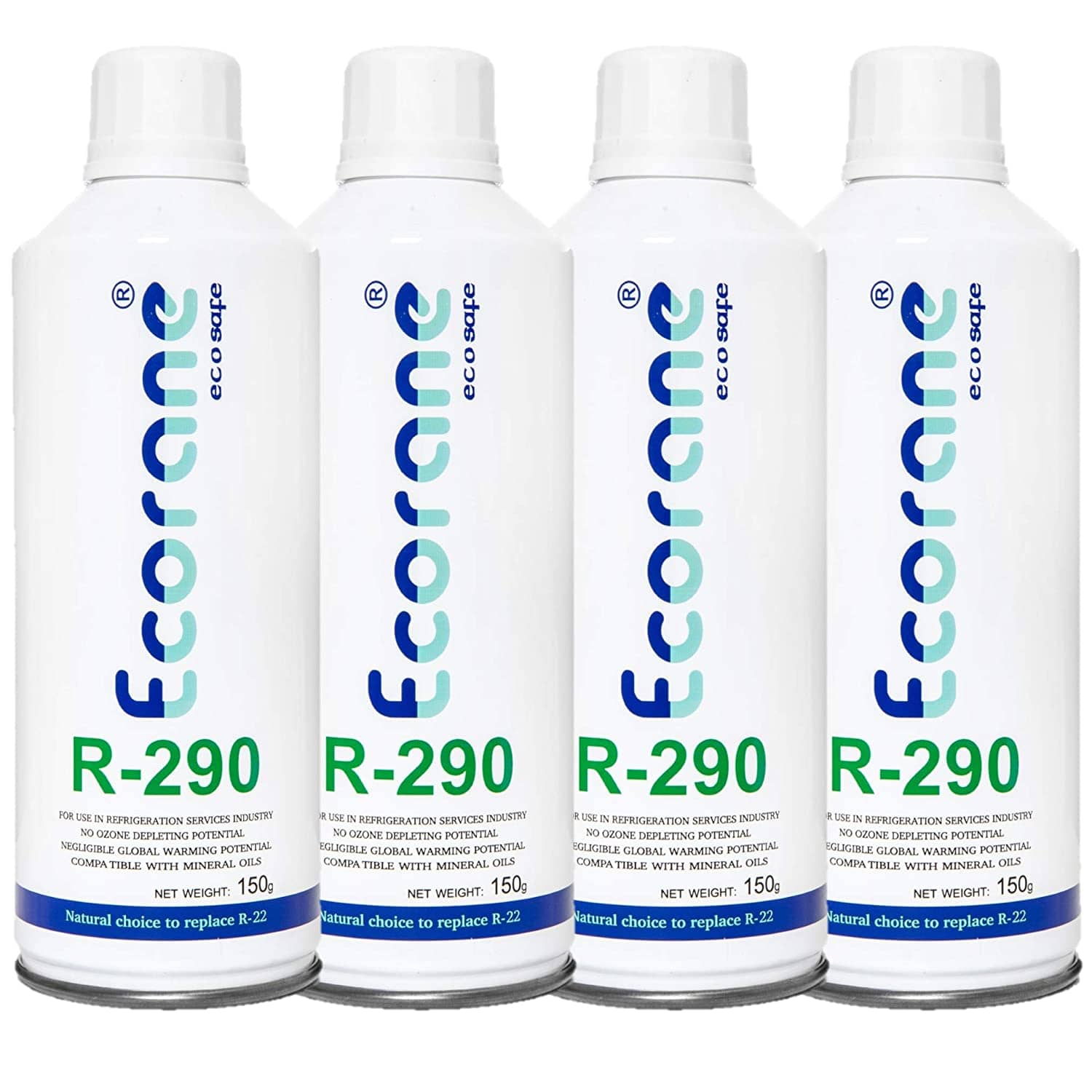 ECORANE® Portable High purity good Propane r290 150gm refigerant Gas canister suitable for use in a range of refrigeration and air conditioning applications. Pack Of 4