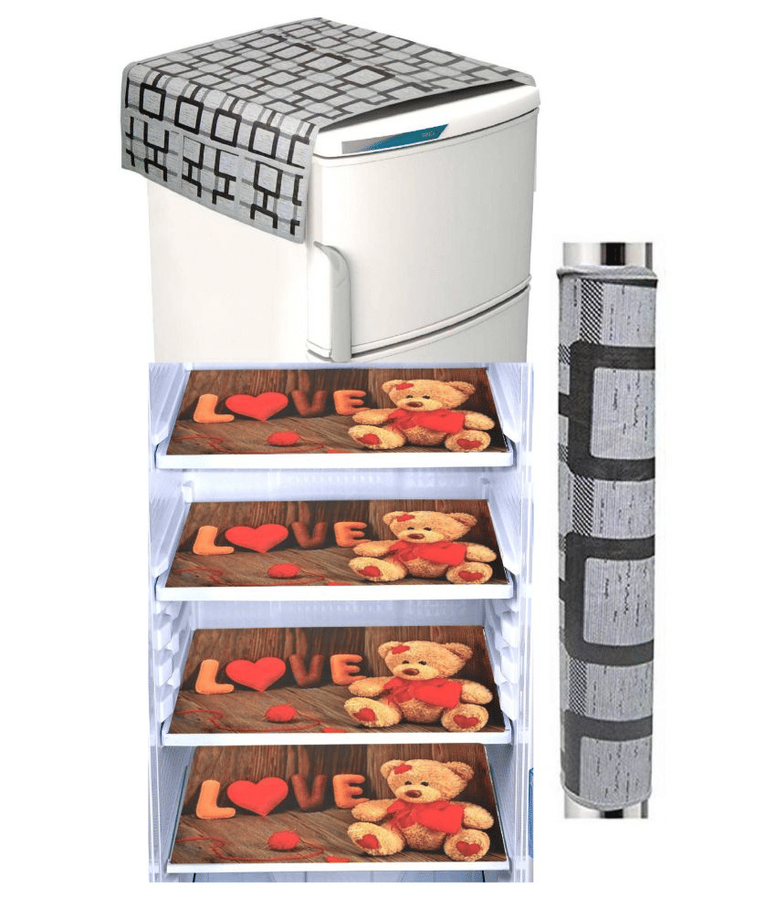     			Exopick Set of 6 Polyester Gray Fridge Top Cover