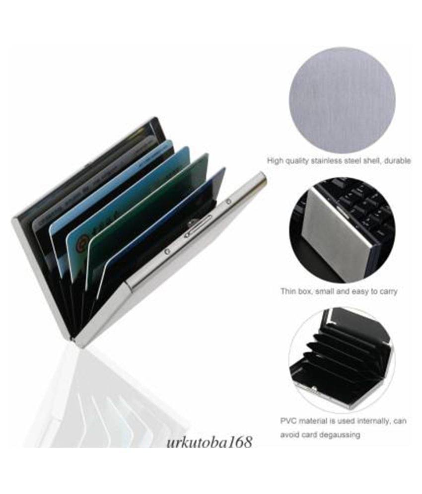     			Well Looking Men's Debit/Credit/Visa Stylish Metal Silver Pocket ATM 6 Card Holder