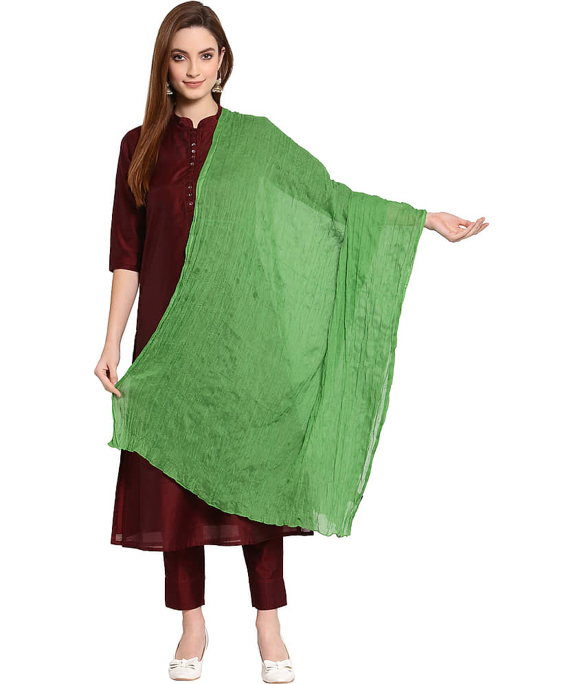 Anekaant Green Solid Cotton Stoles ( Pack of 1 ) - Dupattas & Shawls | Buy online on ZillyBuy