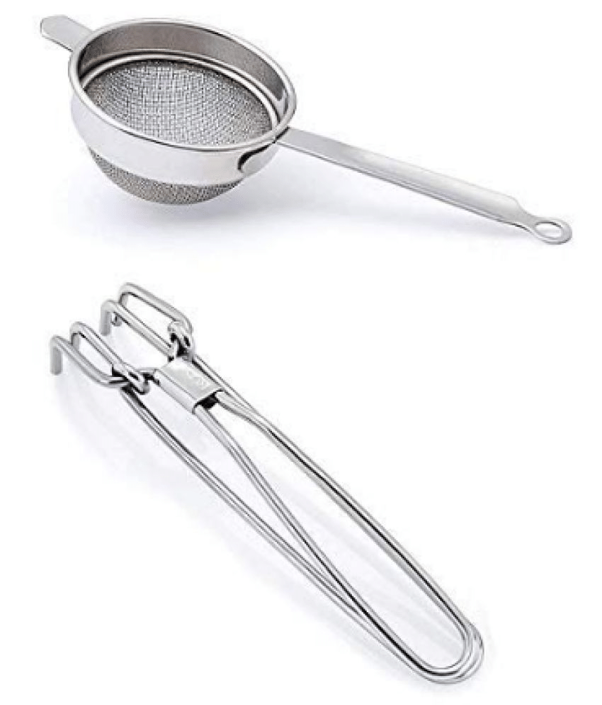    			Blooms Mall  Stainless Steel Wire  Tong ( Pakad ) with Stainless Steel Tea Strainer