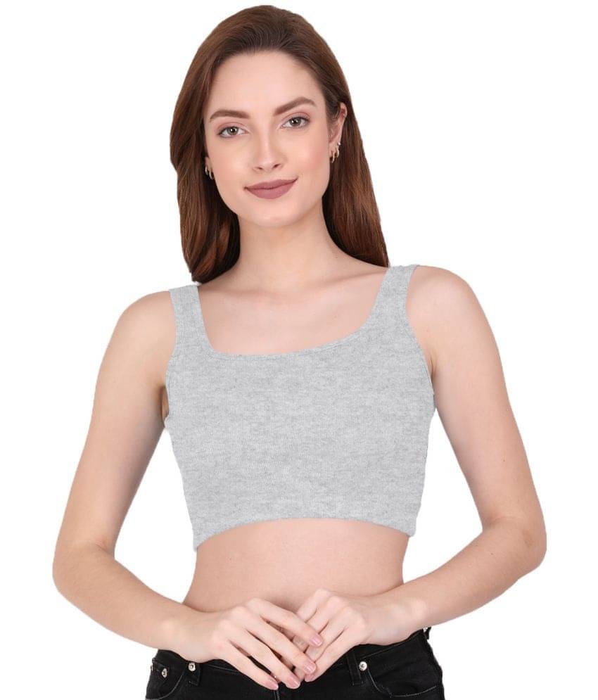 THE BLAZZE Cotton Lycra Crop Tops - Grey     			THE BLAZZE Cotton Lycra Crop Tops - Grey