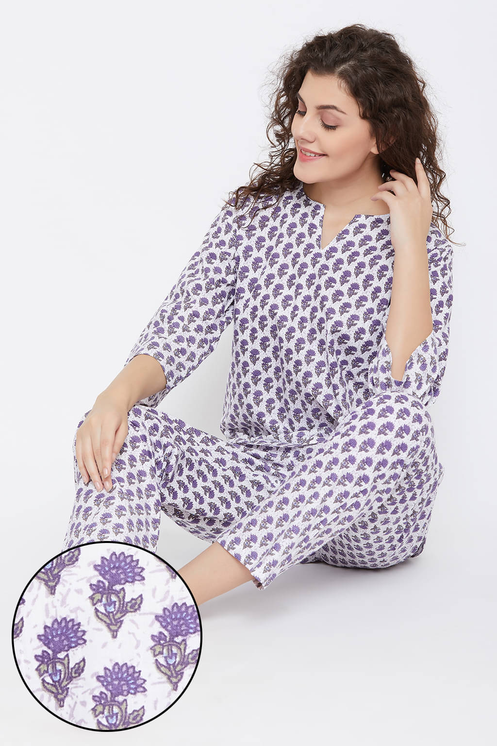     			Clovia Cotton Nightsuit Sets - Multi Color Pack of 2