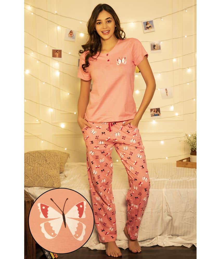 Clovia Cotton Nightsuit Sets - Pink Pack of 2 - Nightwear & Loungewear | Buy online on ZillyBuy