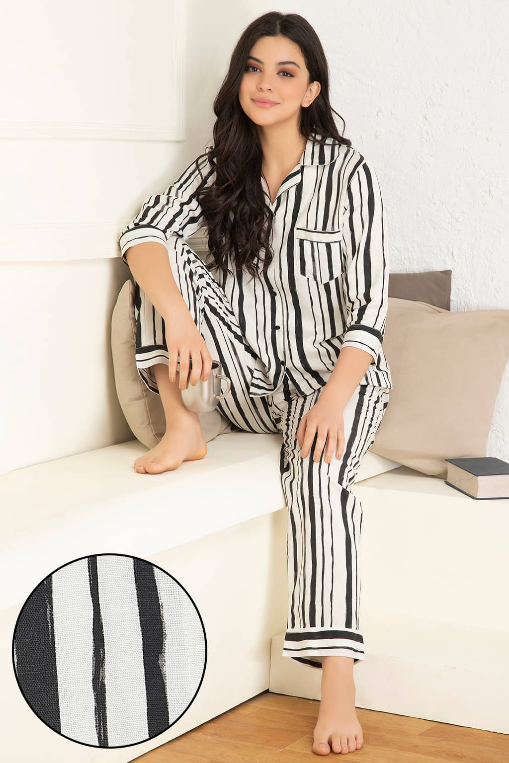     			Clovia Cotton Nightsuit Sets - White Pack of 2