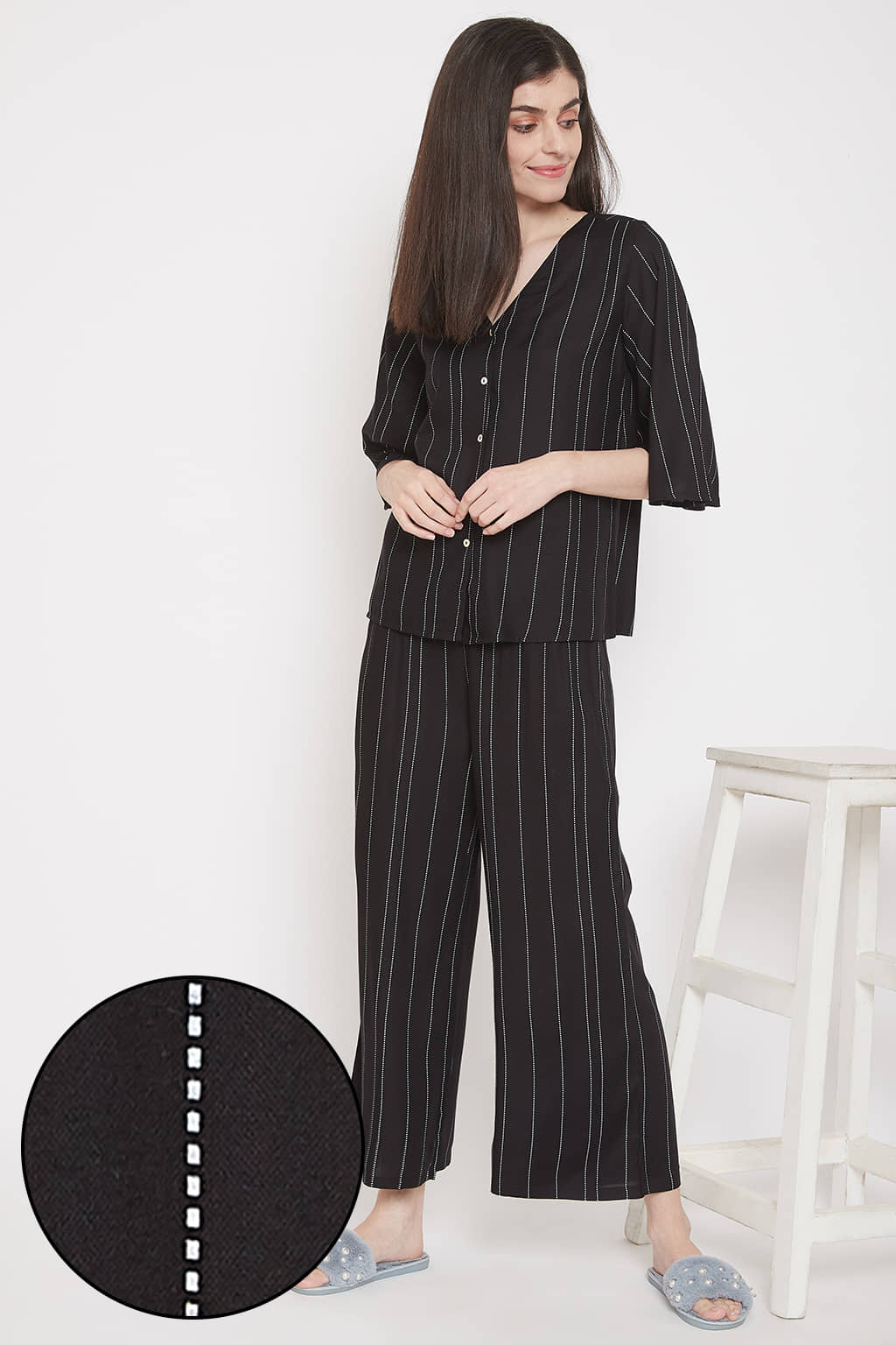 Clovia Rayon Nightsuit Sets - Black Pack of 2 - Nightwear & Loungewear | Buy online on ZillyBuy