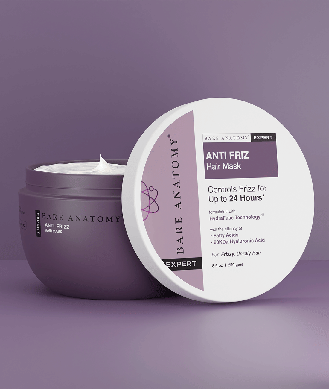     			Bare Anatomy Hyaluronic Acid Anti Frizz Hair Mask Controls Fizz For Upto 24 Hrs For Frizzy Unruly Hair, 250gm (Pack of 1)