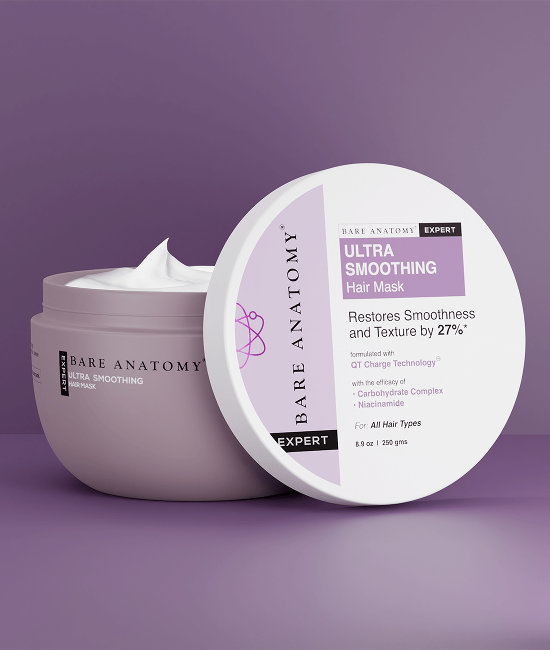 Bare Anatomy Niacinamide Ultra Smoothing Hair Mask Restores Smoothness & Texture, 250gm (Pack of 1)