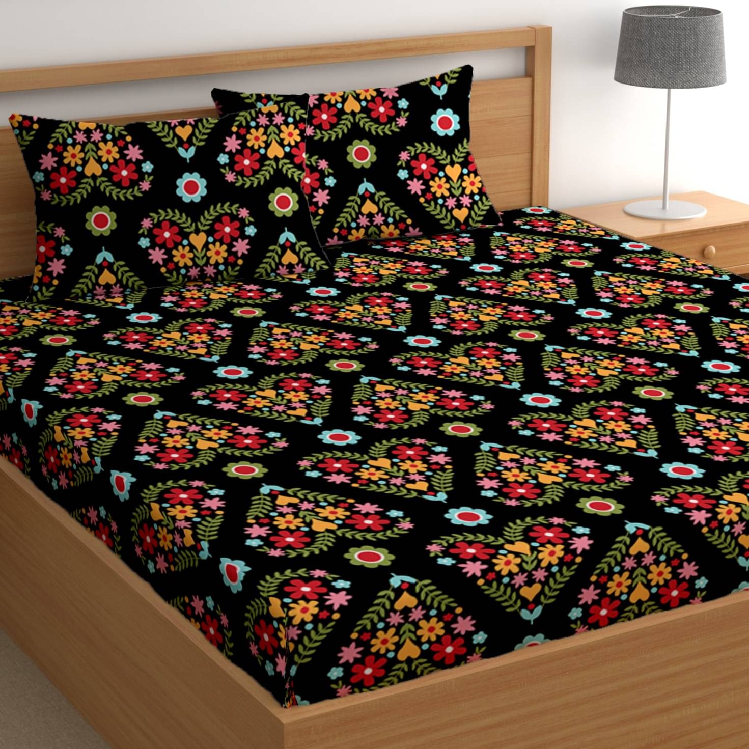     			CG HOMES Microfiber 1 Double Bedsheet with 2 Pillow Covers ( Multicolor )