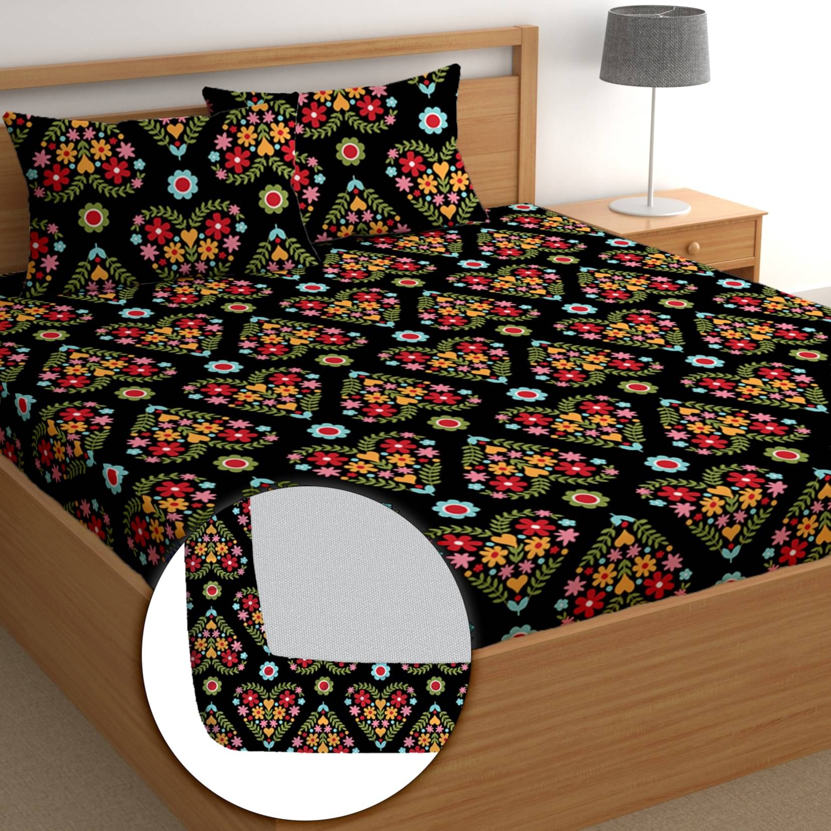     			CG HOMES Microfiber 1 Double Bedsheet with 2 Pillow Covers ( Multicolor )