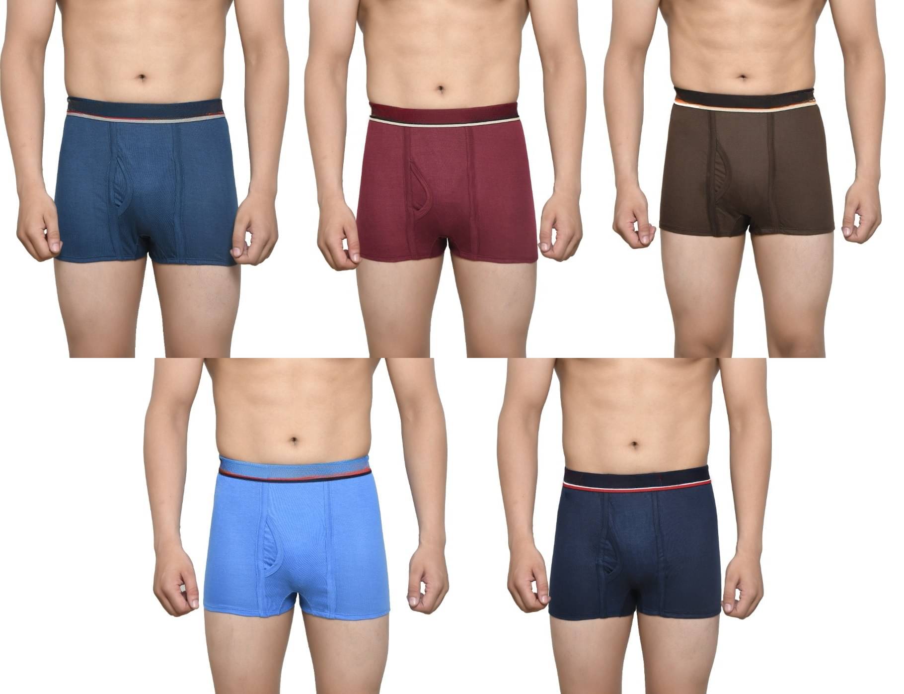     			D1 DIFFERENT ONE Pack of 5 Cotton Trunks For Men's ( Multicolor )