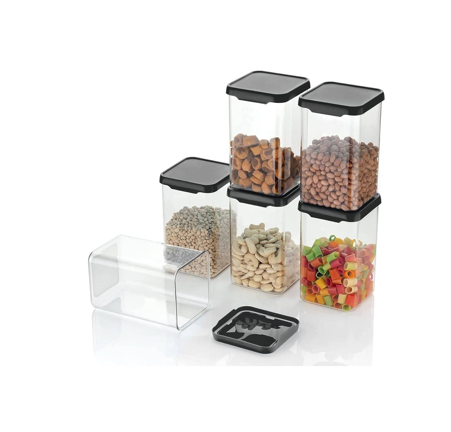     			DarkShri 1100ml container Plastic Black Multi-Purpose Container ( Set of 6 )