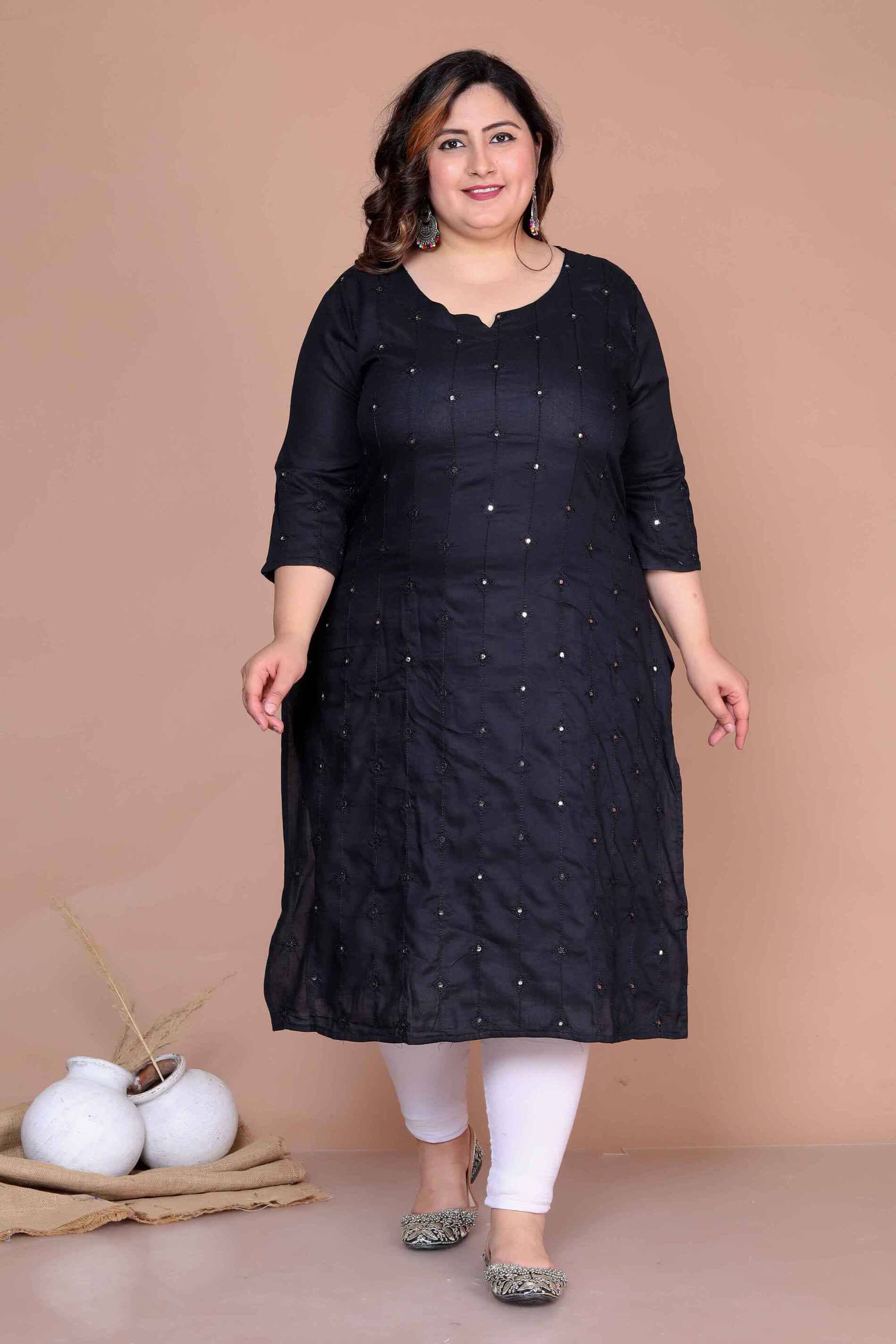 Doriyaan Pack of 1 Rayon Embroidered Straight Women's Kurti - ( Black ) - Kurtis, Tunics | Buy online on ZillyBuy