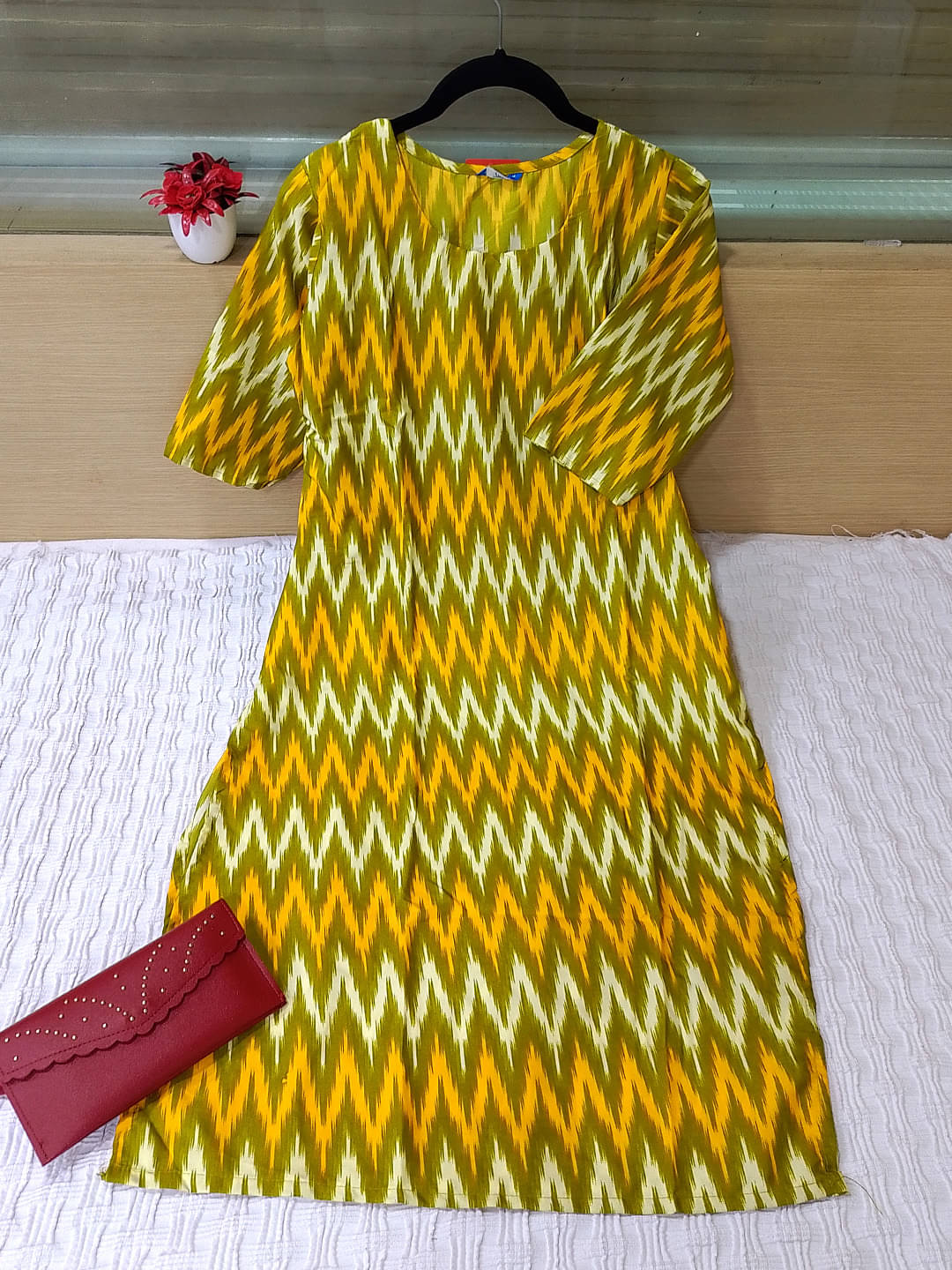     			Ethnic Basket Pack of 1 Crepe Printed Straight Women's Kurti - ( Yellow )