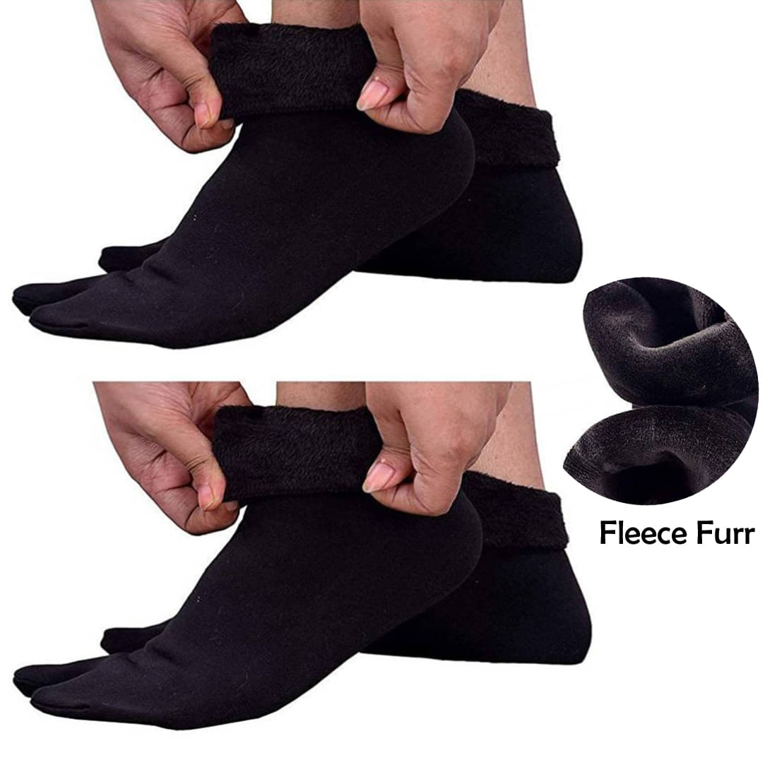 FANZI Pack of 4 Women's Fleece Full Length Socks ( Black ) FANZI Pack of 4 Women's Fleece Full Length Socks ( Black )