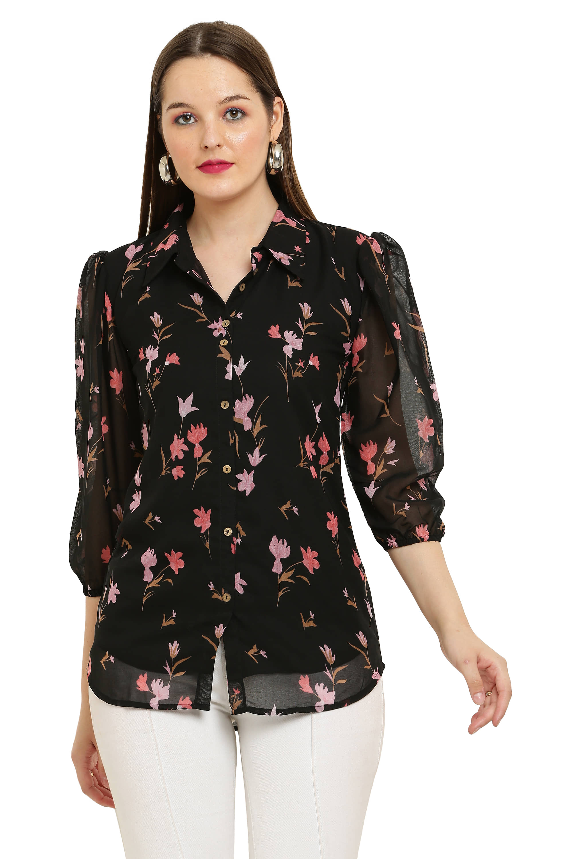 FASHJONS 360 Women's Georgette Tunic ( Black )