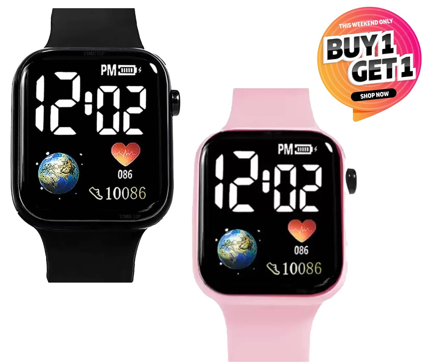 Fadiso Fashion Black Dial Digital Boys Watch ( Pack Of 2 )