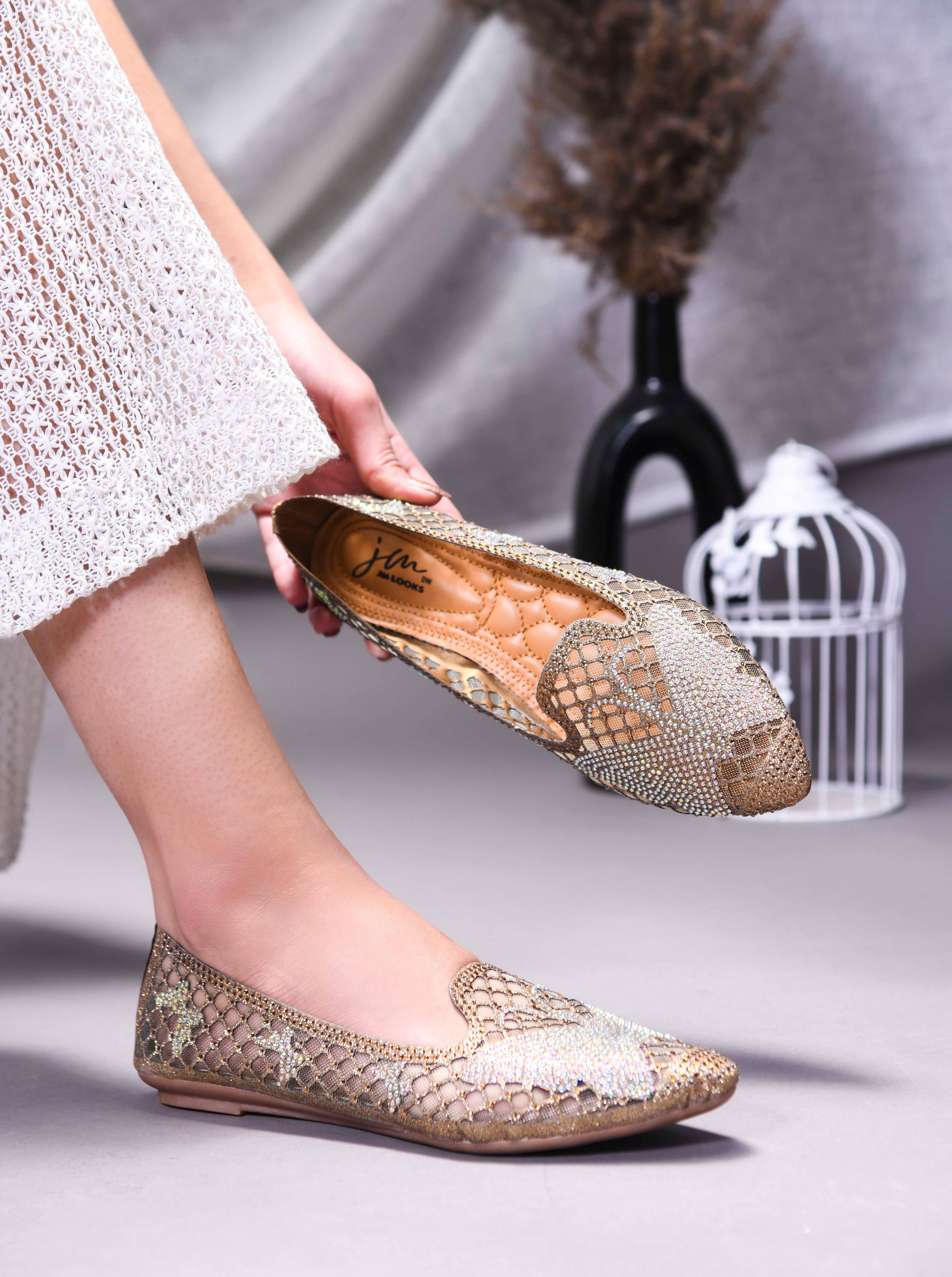     			JM Looks Tan Women's Ethnic Ballerinas