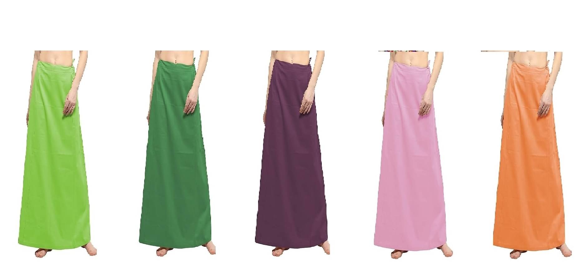     			JTG enterprises Multicoloured Cotton Petticoat - Pack of 5