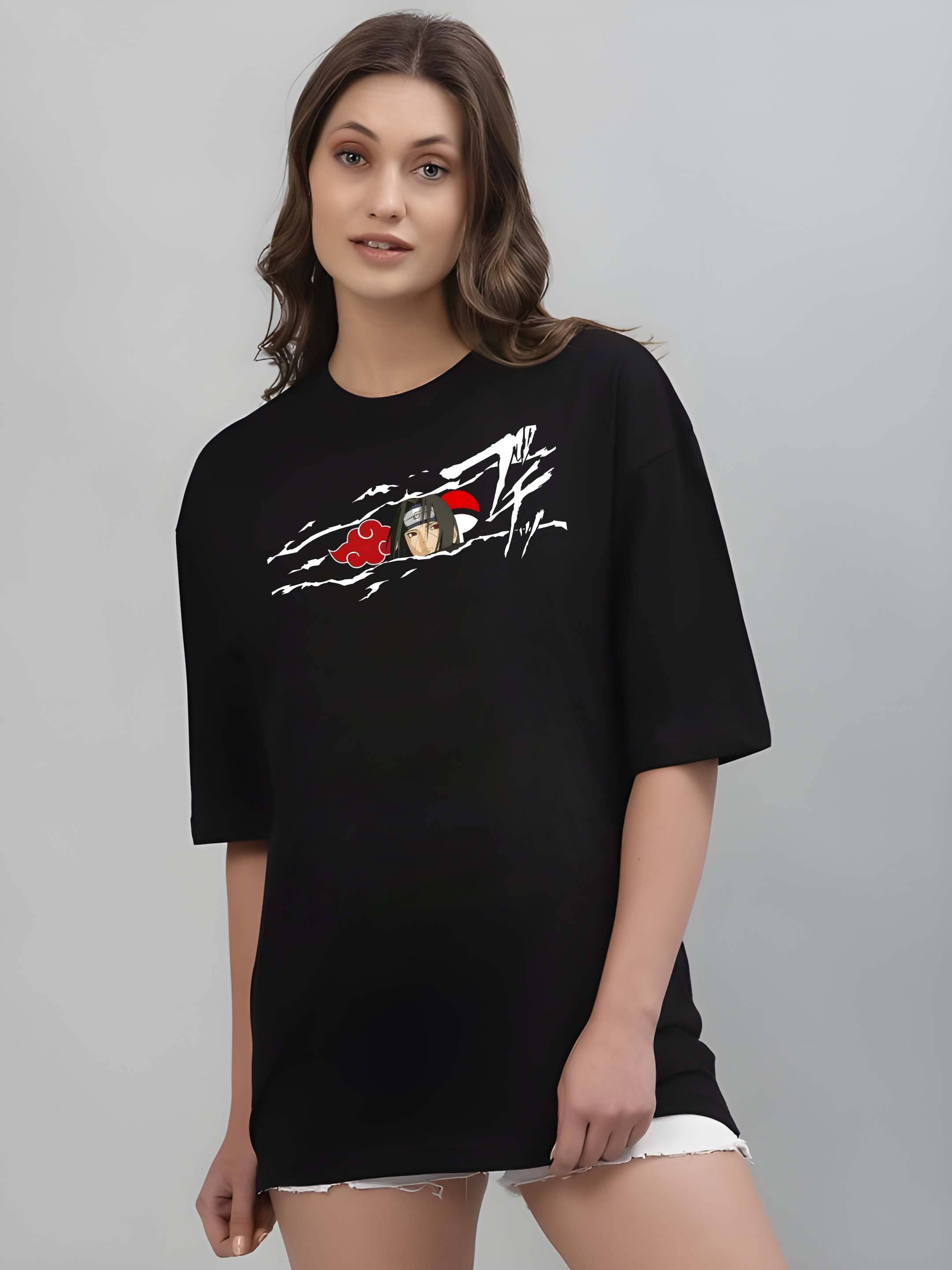     			Kaido Women Cotton Blend Printed Oversized Fit Round Neck T-Shirt ( Black )