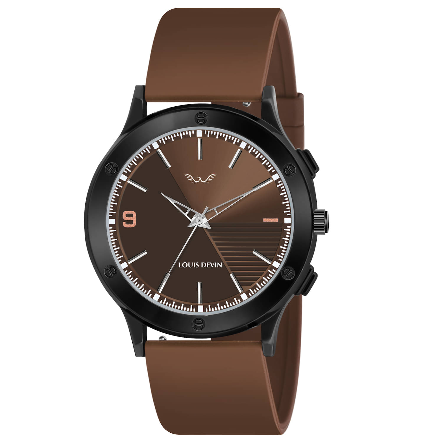     			LOUIS DEVIN Brown Silicon Analog Men's Watch