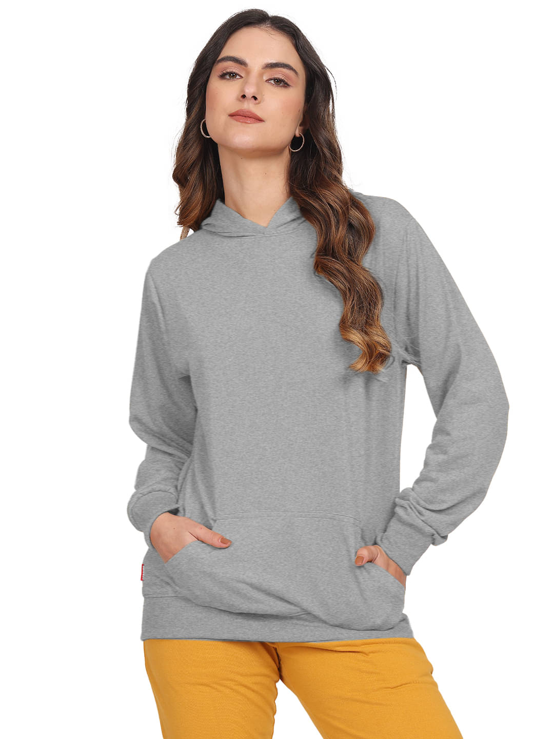 Leotude Women Fleece Hooded Sweatshirt ( Grey )     			Leotude Women Fleece Hooded Sweatshirt ( Grey )