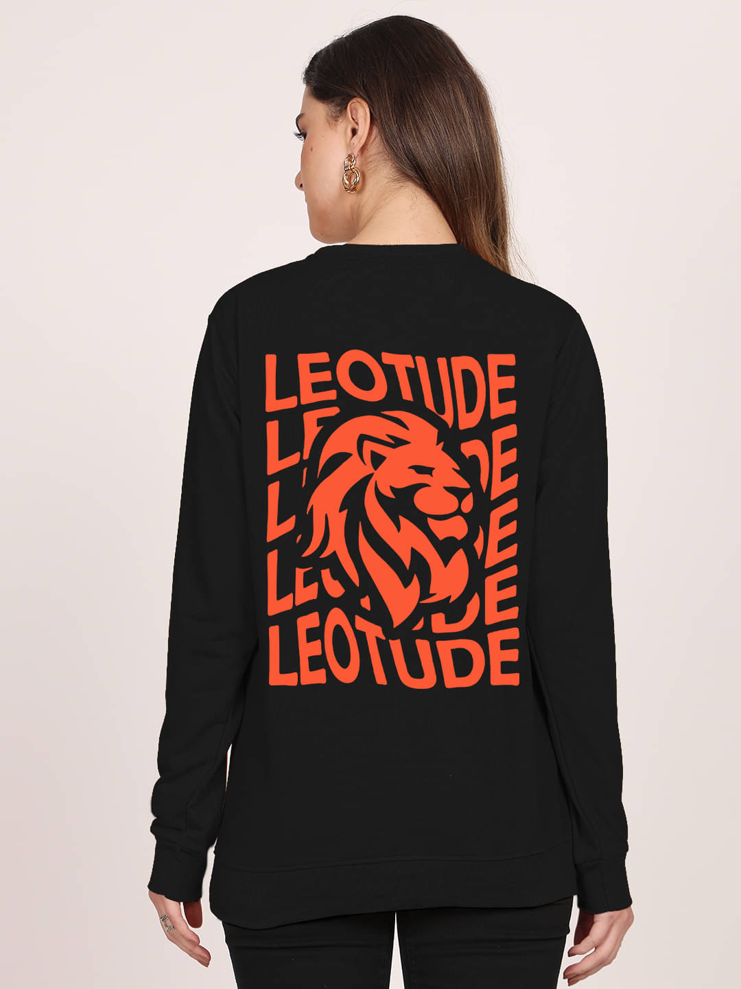 Leotude Women Fleece Round Neck Sweatshirt ( Black )     			Leotude Women Fleece Round Neck Sweatshirt ( Black )