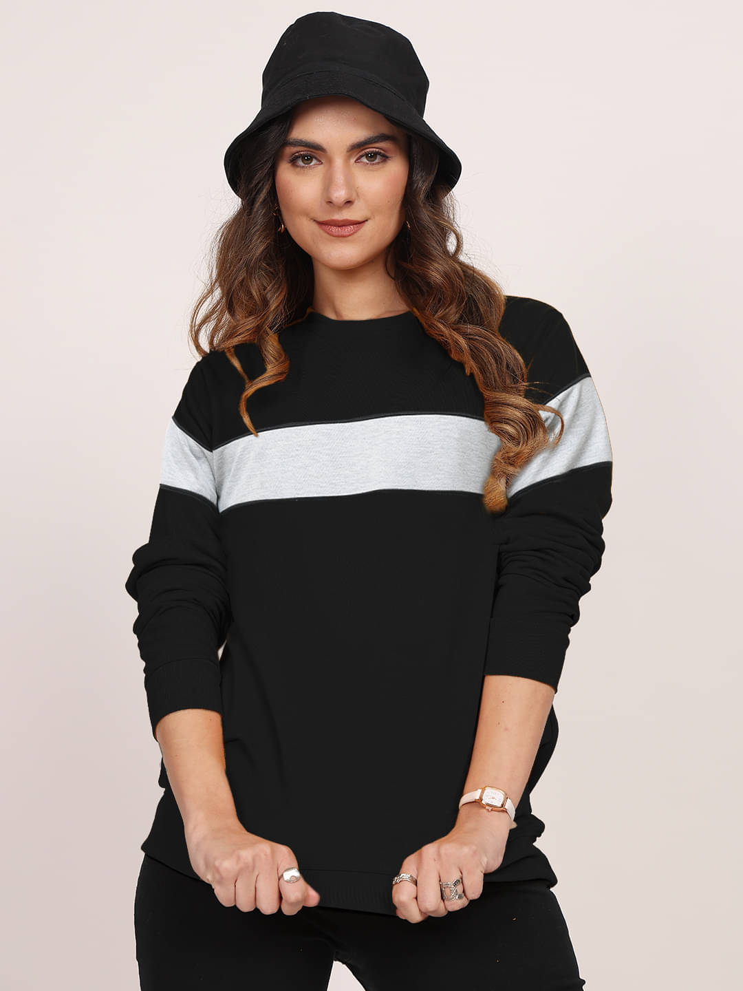     			Leotude Fleece Women's Non Hooded Sweatshirt ( Black )
