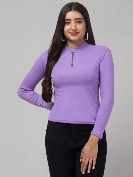     			Louis Craft Women's Cotton Regular Top ( Purple )