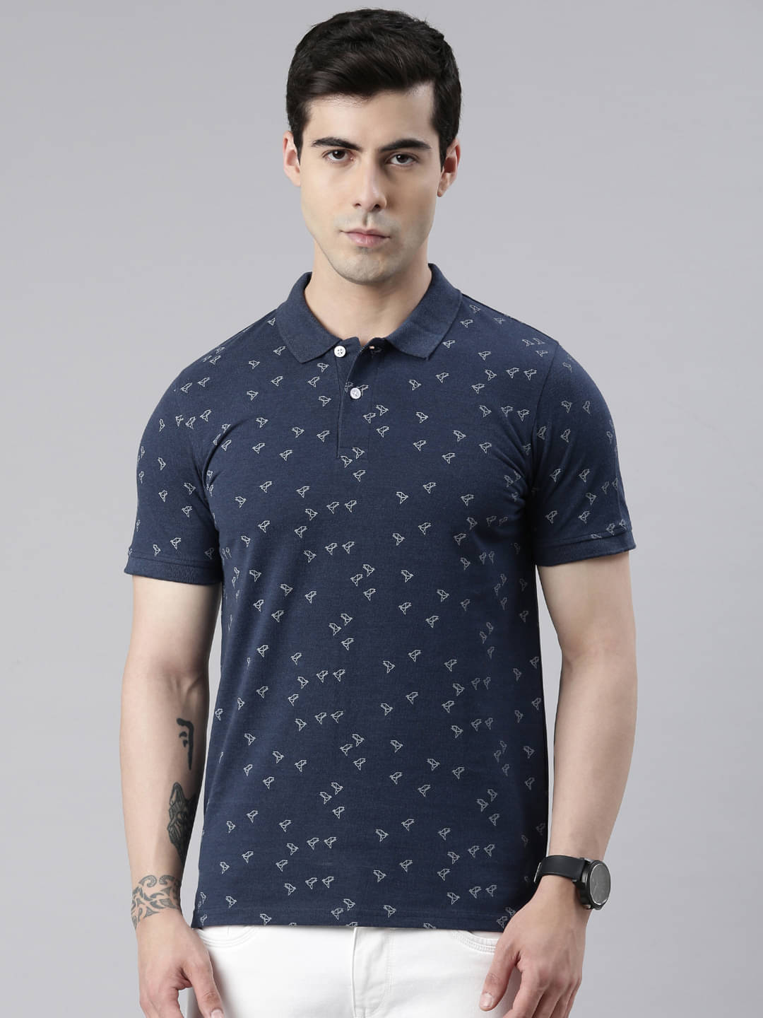     			Lucky Roger Pack of 1 Cotton Blend Regular Fit Printed Half Sleeves Men's Polo T Shirt ( Multicolor )