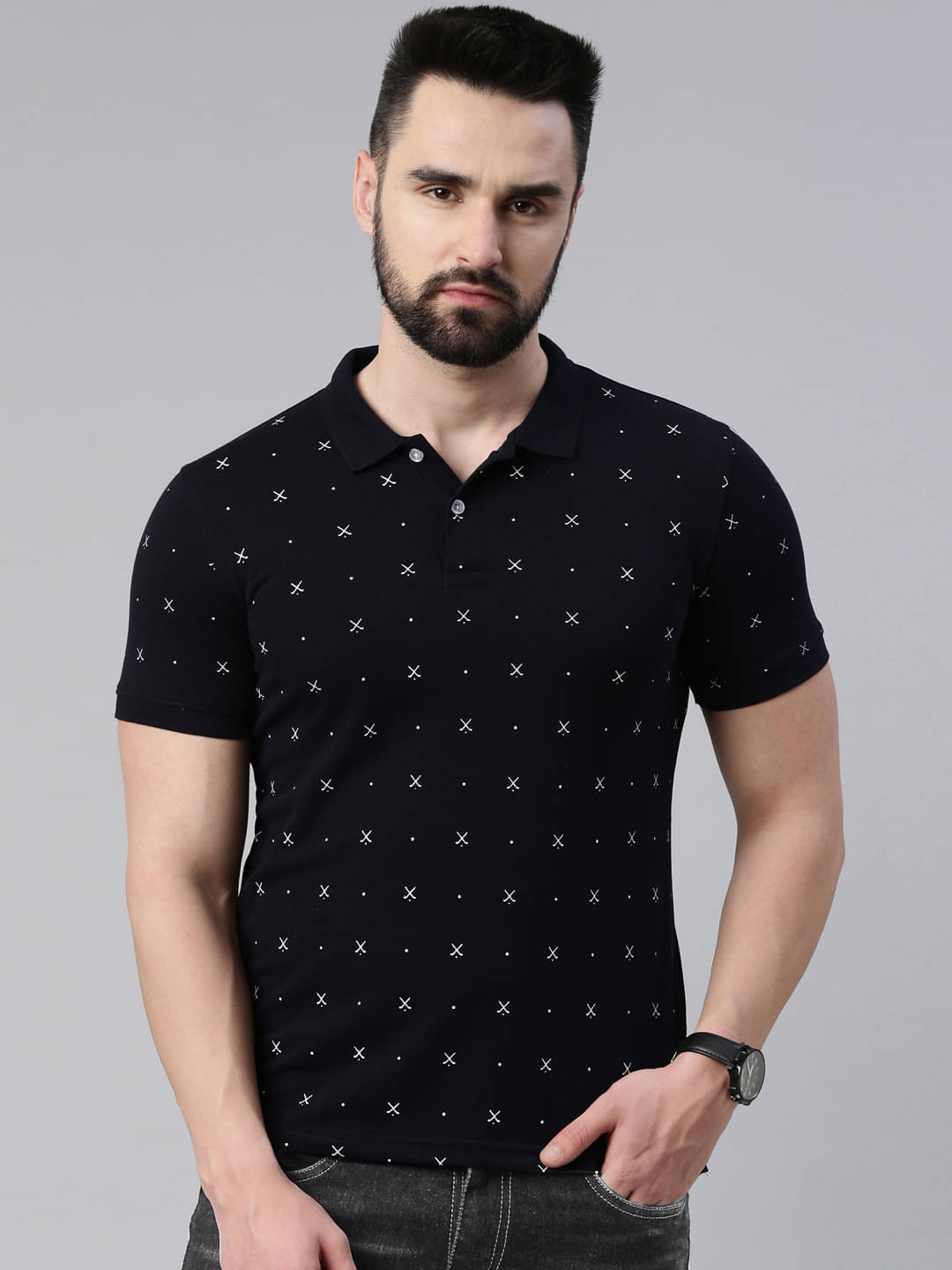     			Lucky Roger Pack of 1 Cotton Blend Regular Fit Printed Half Sleeves Men's Polo T Shirt ( Multicolor1 )