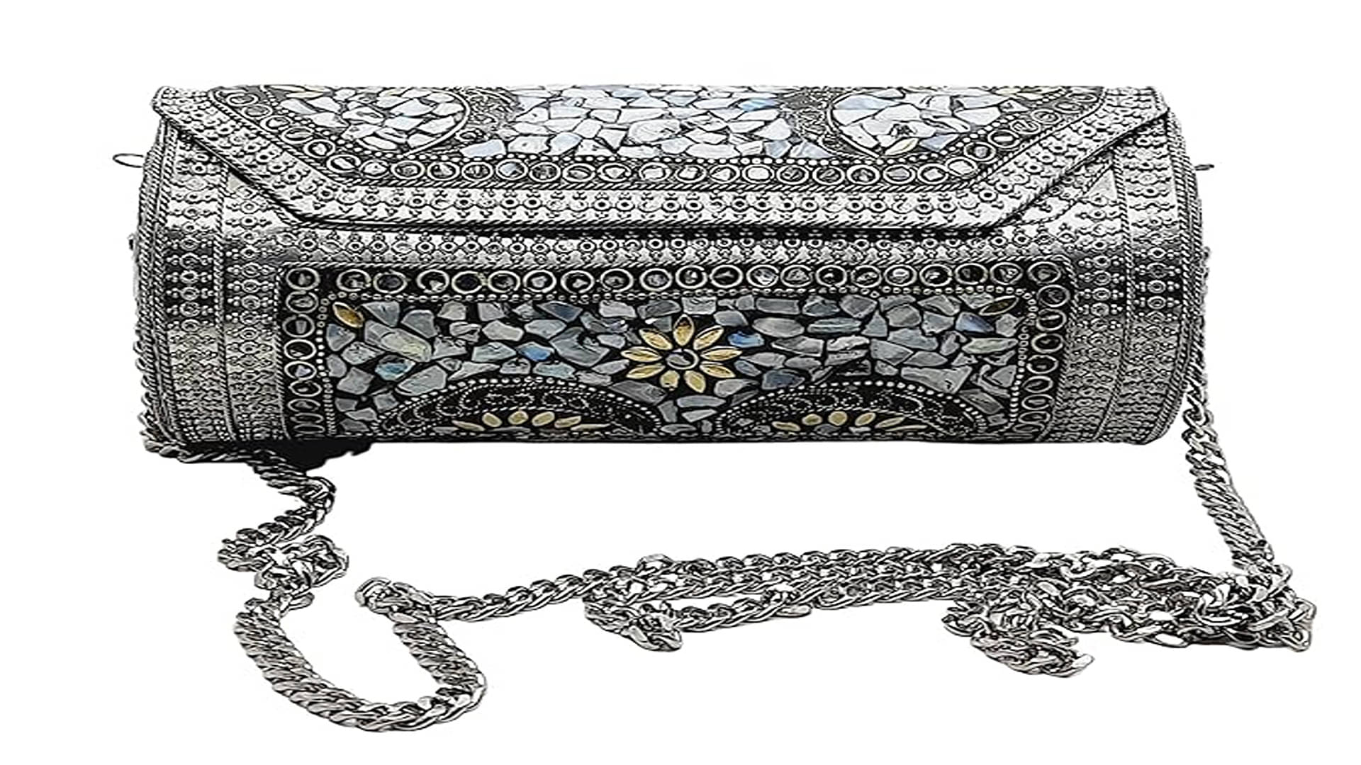     			Shakuntla Vintage Silver Metal Crossbody